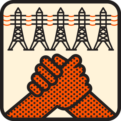 Power lines icon representing clean energy infrastructure